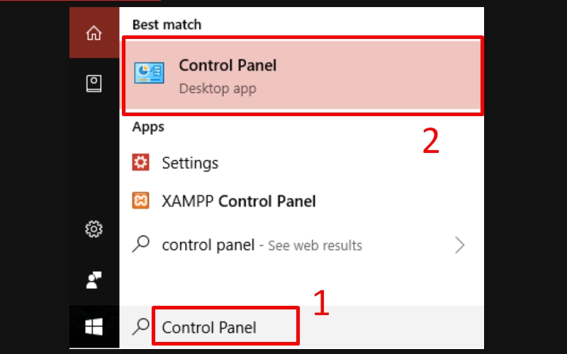 Mở Control Panel 